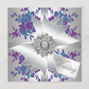 Invitation Épouser pourpre turquoise de roses