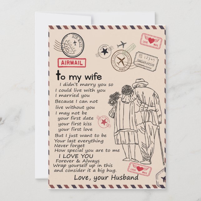 Invitation Épouses amoureuses | À ma femme je t'aime amour ma (Devant)