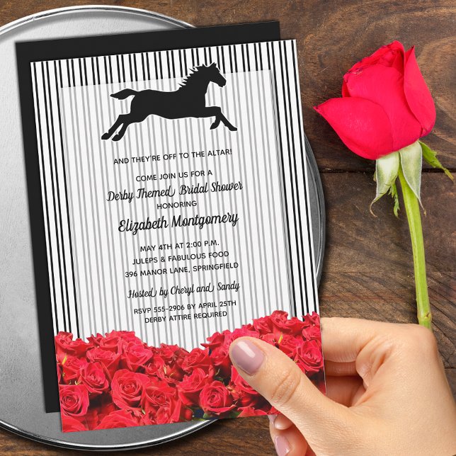Invitation Équestre et Rose Derby Bride (Order INSTANT DOWNLOAD to send digitally or PRINTED invitations to mail or both!)