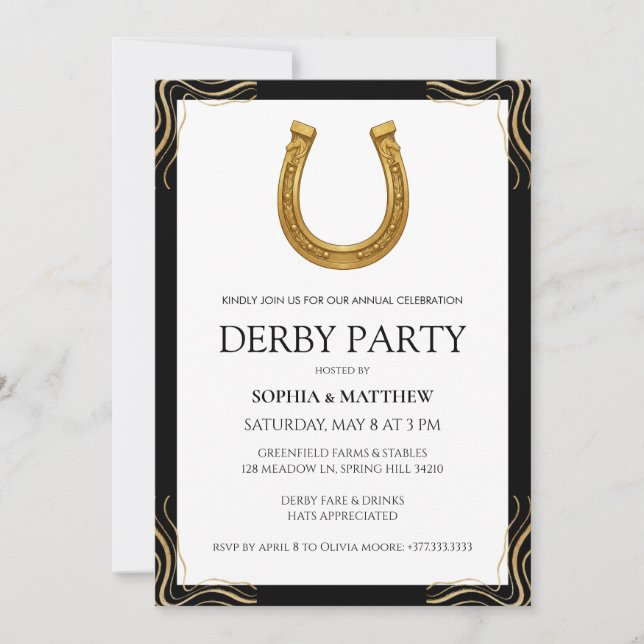 Invitation Equestrian Derby Party Modern Race Horse Invite (Devant)