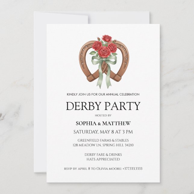 Invitation Equestrian Derby Party Modern Race Horse Invite (Devant)