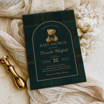 Equestrian Polo Plaid Teddy Bear Baby Shower