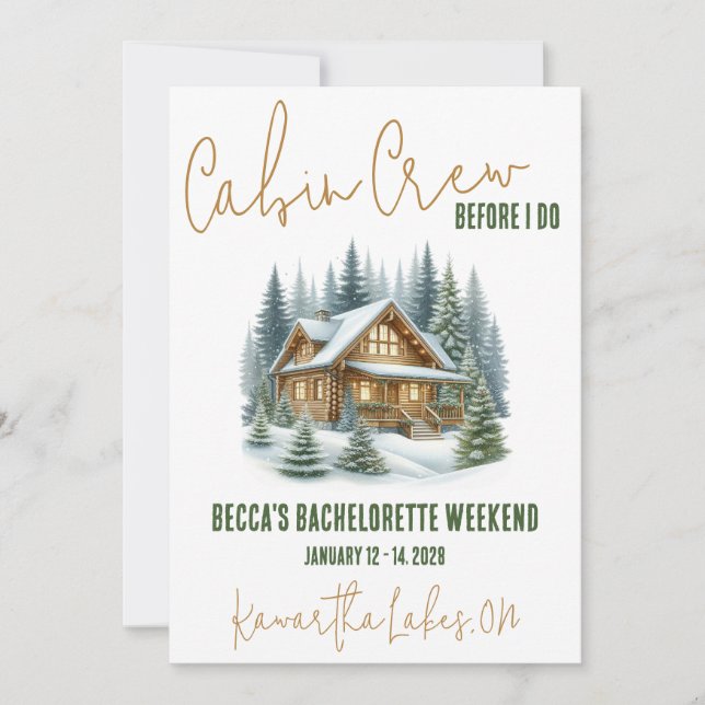 Invitation Équipage cabine avant moi! Week-end Bachelorette P (Devant)