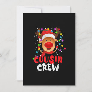 Invitation Équipage de Noël Cousin Chapeau de Père Noël Renne