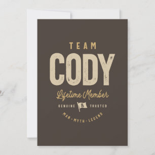 Invitation Équipe Cody Membre à vie Nom personnalisé 