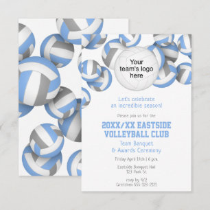 Invitation équipe d'adultes gris couleurs volley-ball prix ba