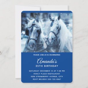 Invitation Équipe de chevaux magnifiques Photo d'hiver Annive