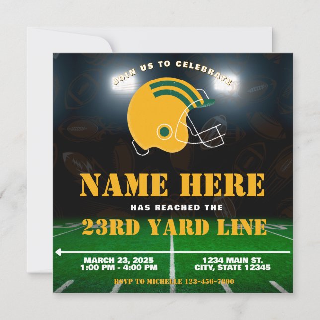 Invitation Équipe de football Green Yellow White Bay (Devant)