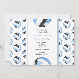 Invitation équipe de volley-ball noir bleu fête sportive