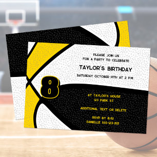 Invitation équipe d'or noir couleurs basketball anniversaire