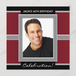 Invitation Équipe la fête d'anniversaire rouge et noire