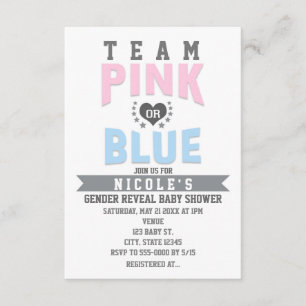 Invitation Équipe ROSE ou BLEUE Révélation du sexe de bébé Sh