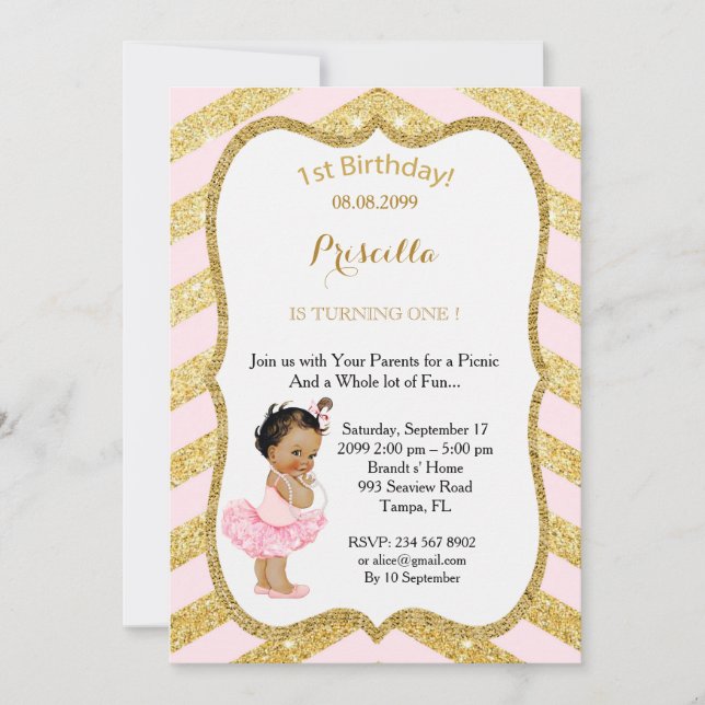 Invitation ęr FILLE d'anniversaire, ęr anniversaire de (Devant)