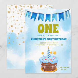 Invitation ęr Gâteau de garçon d'anniversaire