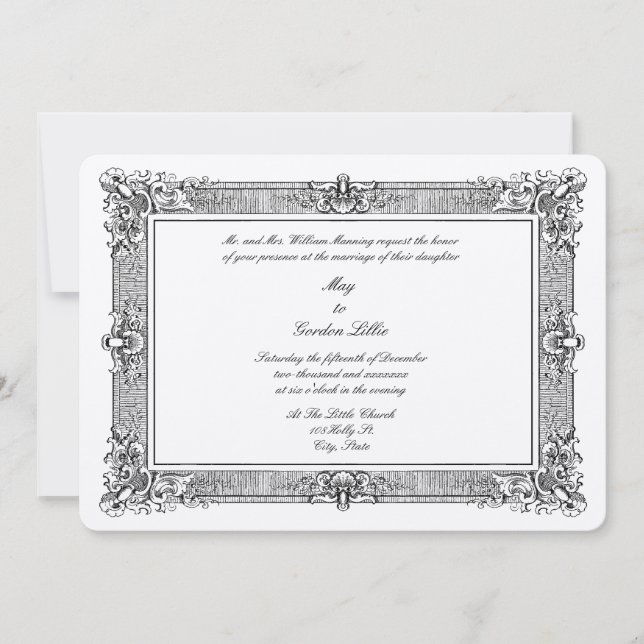 Invitation Ere victorienne 1845 Cadre de style Rococo baroque (Devant)