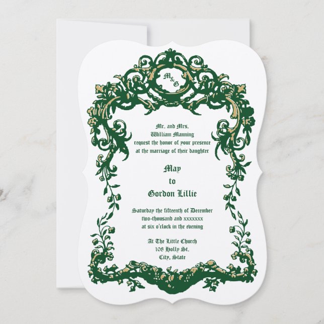 Invitation Ere Victorienne Rococo Baroque Style Fruit & Folit (Devant)