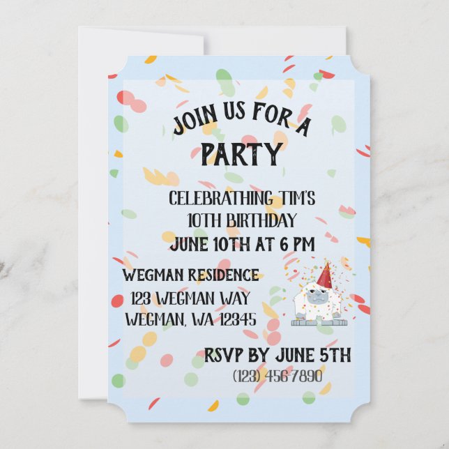 Invitation Es-Tu Yeti À Faire Une Jolie Fête D'Anniversaire Y (Dos)