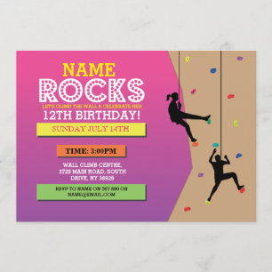 Invitation Escalade rock Anniversaire Escalade Wall Invitatio