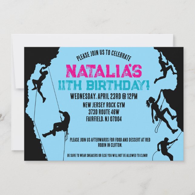 Invitation Escalade Rock Gym Anniversaire (Devant)
