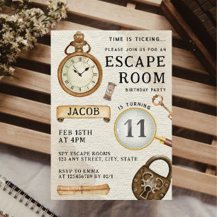 Invitation Escape Room Fête d'anniversaire de l'enfant