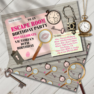 Invitation Escape Room Mystery Spy Girl Anniversaire