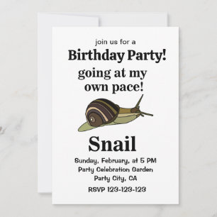 Invitation Escargot allant à mon propre rythme Anniversaire d