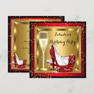 Invitation Escarpins à paillettes de champagne Rouges pour fê