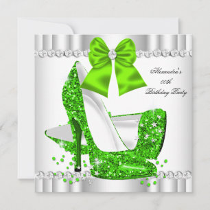 Invitation Escarpins blancs à paillettes élégants et glamour 