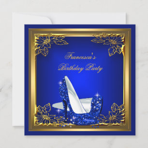 Invitation Escarpins Bleu Royal Élégants pour une fête d'anni