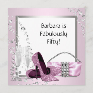 Invitation Escarpins Champagne pour Femme Rose & Noir Anniver