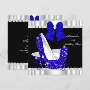 Invitation Escarpins élégants à paillettes bleu royal glamour