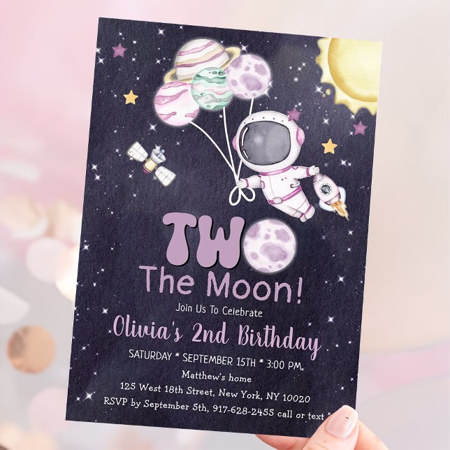 Invitation Espace 2e Anniversaire Deuxième Voyage Autour Du S (Créateur téléchargé)