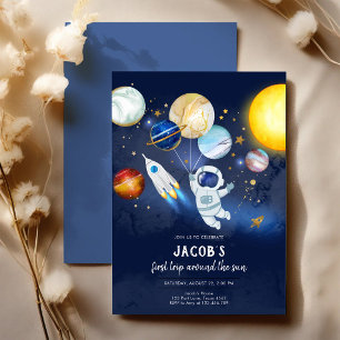 Invitation Espace Astronaute Planète Galaxie Anniversaire