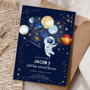 Invitation Espace Astronaute Planète Galaxie Anniversaire