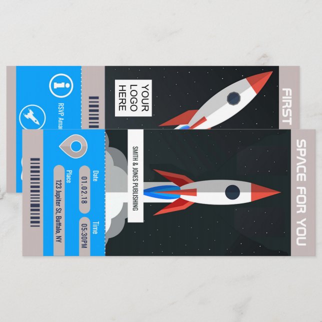 Invitation Espace Entreprise Thème Partie billet de voyage in (Devant / Derrière)