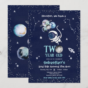 Invitation Espace Extérieur 2e Fête Anniversaire L'astronaute