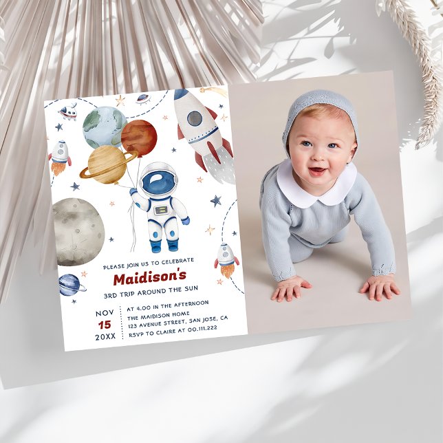 Invitation Espace Extérieur Anniversaire 3ème Voyage Autour D (Créateur téléchargé)