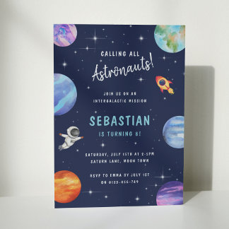 Invitation Espace Extérieur Galaxie Étoiles Anniversaire