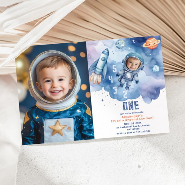 Invitation Espace Extérieur Premier voyage autour du soleil A (Créateur téléchargé)