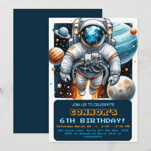 Invitation Espace extra-atmosphérique Anniversaire Astronaute