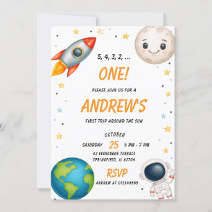 Invitation Espace extra-atmosphérique personnel Premier anniv