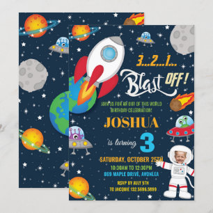Invitation Espace extra-atmosphérique Rocket Planet Astronaut