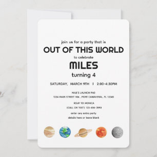Invitation Espace extra-atmosphérique - Sorti de cet Annivers