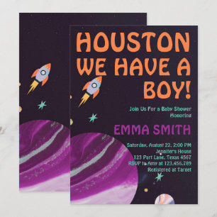 Invitation Espace Houston Nous Avons Un Garçon Baby Shower