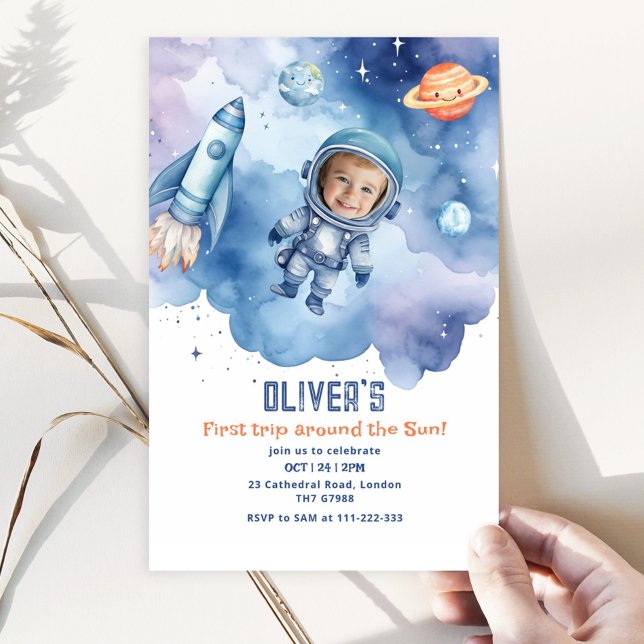 Invitation Espace Premier voyage autour du soleil Photo (Créateur téléchargé)