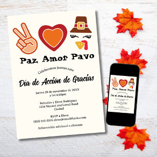 Invitation Espagne Peace Love Turquie Thanksgiving Day
