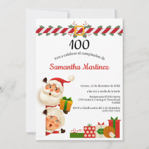 Invitation Espagne Père Noël & Mme Claus Noël 100 Anniversair