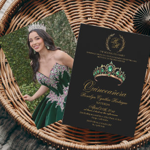 Invitation Espagne Quinceanera Black Gold 15e anniversaire
