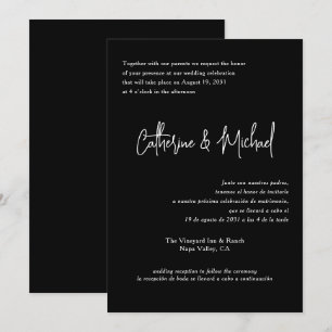 Invitation Espagnol Anglais Bilingue Élégant Mariage classiqu