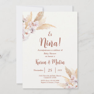 Invitation Espagnol Baby shower Boho fille
